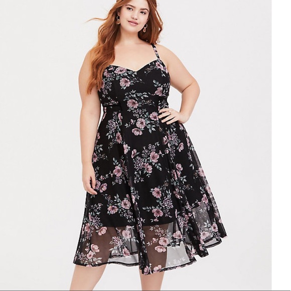 torrid Dresses & Skirts - Torrid size 0 floral mesh midi dress NWT